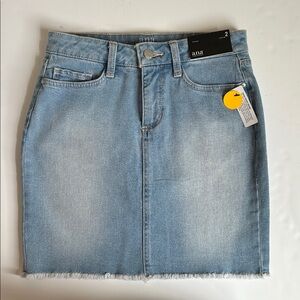 a.n.a. Classic Blue Denim Mini Skirt Country Cowgirl Cottage Core Frayed NWT SzS